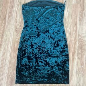 Velvet Tube Dress in Forest Green
